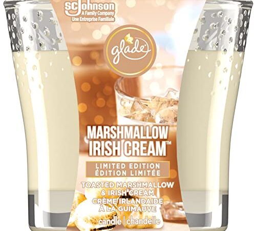 Glade Scented Candle, Marshmallow Irish Cream, Limited Edition, 1-Wick Candle, Air Freshener Infused with Essential Oils for Home Fragrance, 1 Count