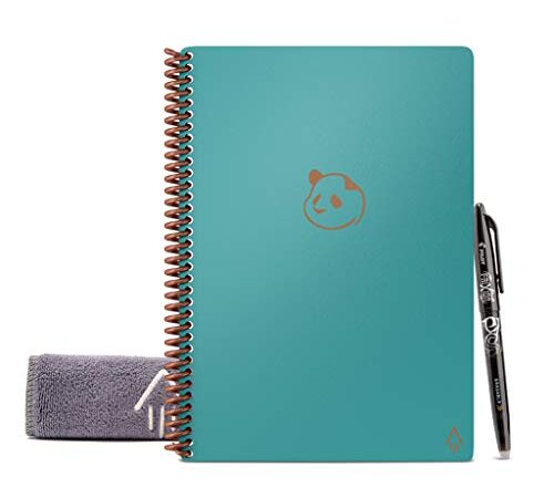 Rocketbook Panda Planner - with 1 Pilot Frixion Pen & 1 Microfiber Cloth Included - Teal Cover, Letter Size (8.5" x 11"), Neptune Teal