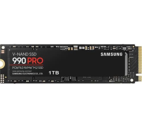 SAMSUNG 990 PRO SSD 1TB PCIe 4.0 M.2 Internal Solid State Hard Drive, Fastest Speed for Gaming, Heat Control, Direct Storage and Memory Expansion for Video Editing, Heavy Graphics, MZ-V9P1T0B/AM