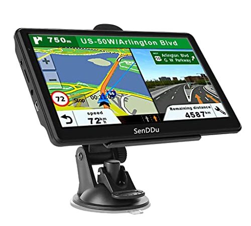 SenDDu 7" Inch Touchscreen Car & Truck GPS Navigation Navigator Sat 8GB 256MB Auto RV GPS Navigation System, Spoken Turn by Turn Directions, Speed Limit Warnings+ Latest Map