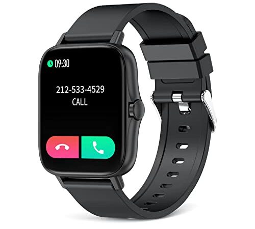 Smart Watch with Bluetooth Call for Men Women, Activity Fitness Tracker with 1.7" HD Touch Screen, Blood Pressure Blood Oxygen Heart Rate Sleep Monitor Pedometer for Android and iPhone Black
