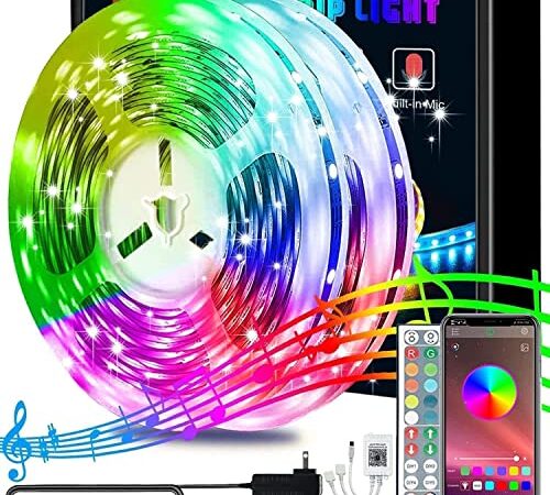 65.6ft Led Lights, KIKO 20m Smart RGB Led Lights Strip for Bedroom with Bluetooth and Remote Controller Led Light Strips Sync to Music (65.6ft)