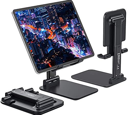 Anozer Foldable & Adjustable Tablet Stand, Compact Extendable iPad Stand for Desk, Desktop Tablet Holder Compatible with Phones, iPad Pro/Air/Mini, Samsung Galaxy Tabs, Surface Pro, Kindle(7-13“)