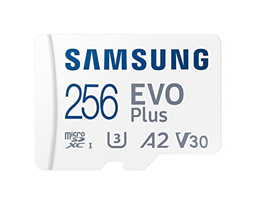 Samsung 256GB EVO Plus Micro SD Memory Card/w Adapter, UHS-1 SDR104, Class 10, Grade 3 (U3), Read up to 130MB/s, 10 Years Limited Warranty