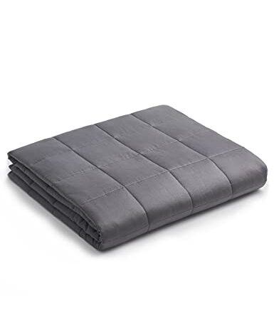 YnM 15lbs Weighted Blanket, 100% Oeko-Tex Certified Cotton Material with Premium Glass Beads (Dark Grey, 60''x80'' 15lbs), Suit for One Person Use on Queen/King Bed