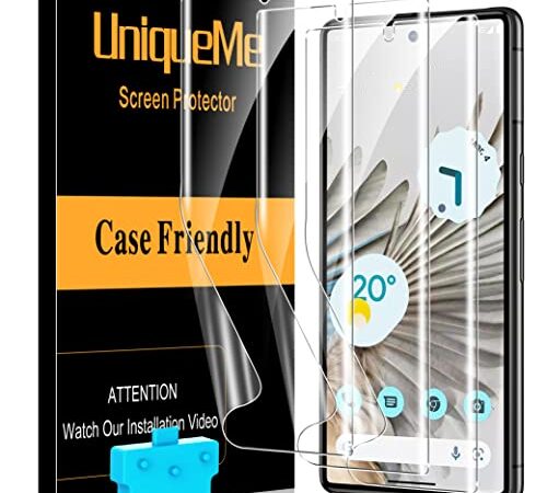 [3 Pack] UniqueMe Compatible for Google Pixel 7 Pro TPU Screen Protector 6.7-inch Full Coverage 3D Curved Screen Film