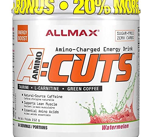 ALLMAX Nutrition - AMINOCUTS (A:CUTS) - Weight-Management BCAA (L-Carnitine + Taurine + Green Coffee) - Watermelon - 252 Gram - 36 Servings