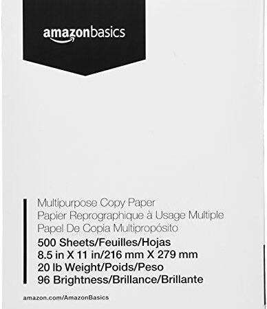 AmazonBasics Multipurpose Copy Printer Paper - 96 Bright White, 8.5 x 11 Inches, 1 Ream (500 Sheets)