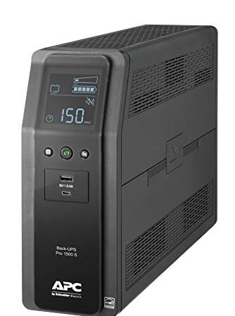 APC by Schneider Electric UPS, 1500VA Sine Wave UPS Battery Backup & Surge Protector, BR1500MS2 Backup Battery with AVR, (2) USB Charger Ports, Back-UPS Pro Uninterruptible Power Supply