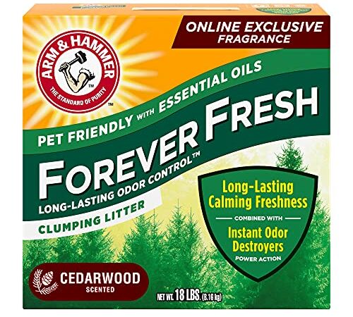 Arm & Hammer Forever Fresh Clumping Cat Litter Cedarwood, MultiCat 18lb, Pet Friendly with Essential Oils