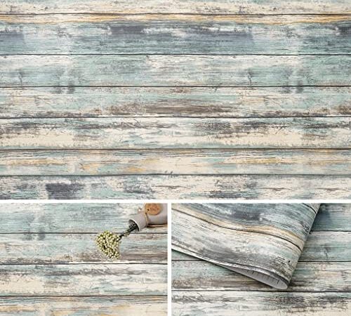 Arthome Rustic Wood Contact Paper Peel and Stick Self-Adhesive Wallpaper,Decorative Vinyl Film for Countertop Cabinets,Easy to Clean Removable Distressed Plank Grain Vintage Wall Covering 17x120''