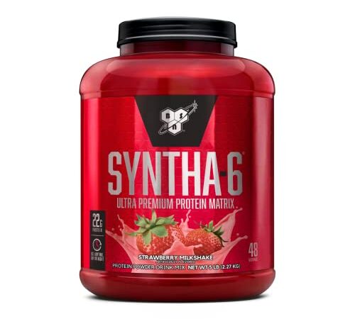 BSN SYNTHA-6 Whey Protein Powder, Micellar Casein, Milk Protein Isolate Powder, Strawberry Milkshake, 48 Servings (Package May Vary)