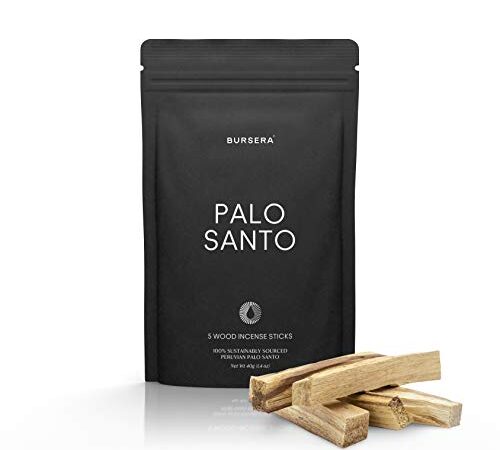 Bursera Palo Santo Sticks, Tree Planted with Every Order, 100% Natural, Ethical & Sustainable, 5-Pack Authentic Real Palo Santo Wood Incense Sticks from Peru for Aromatherapy, Smudging