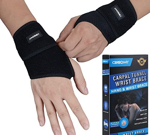 CERBONNY Carpal Tunnel Wrist Brace ,2Pack Wrist Support Brace Adjustable Wrist Strap Reversible Wrist Brace for Sports Protecting/Tendonitis Pain Relief/Carpal Tunnel/Arthritis-Right&Left