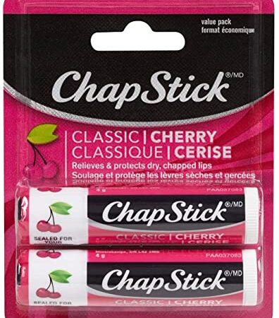 ChapStick Classic Cherry (2 Pack) Lip Balm, Skin Protectant, 4g x2