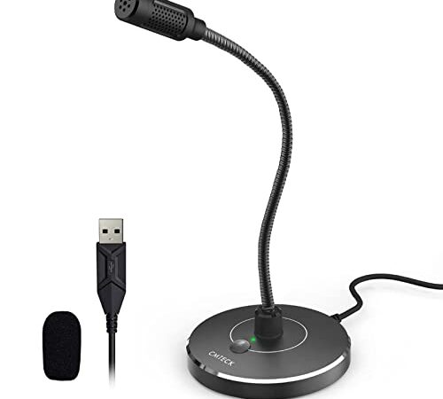 CMTECK USB Computer Microphone G009, Noise-Cancelling Recording Desktop Mic for PC/Laptop for Online Chatting, Home Studio, Podcasting, Gaming, Skype, YouTube with Mute Function(Windows/Mac)