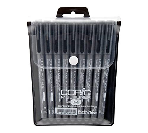 Copic Markers MLB2 9 Piece Multiliner Inking Pen Set B-2, Black