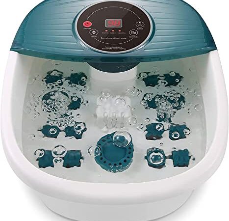 Foot Spa Bath Massager with Heat, Bubble and Vibration, 35-48℃ /95-118℉ Adjustable Temperature Fast Heating, 16 Masssage Rollers with Mini Detachable Massage Points Relief at Home