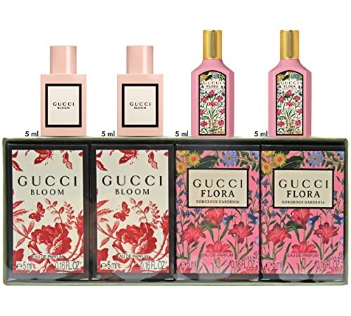 Gucci Perfumes for Women - 4 Pcs. Women's Fragrances Gift Set for Women - 2x Gucci Bloom Perfume for Women and 2x Gucci Flora Perfume for Women, 0.5 fluid_ounces