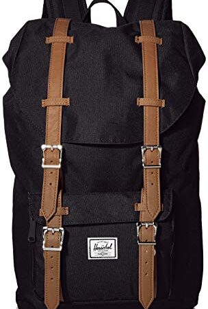 Herschel Little America Laptop Backpack, Black/Tan Synthetic Leather, Classic 25.0L