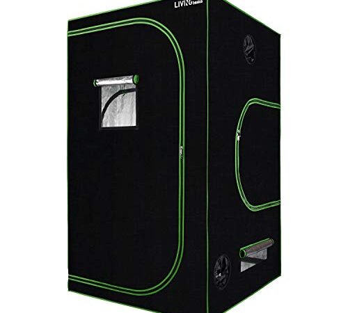 LIVINGbasics 48"x48"x80" Hydroponic Grow Tent with Obeservation Window and Floor Tray for Indoor Plant Growing