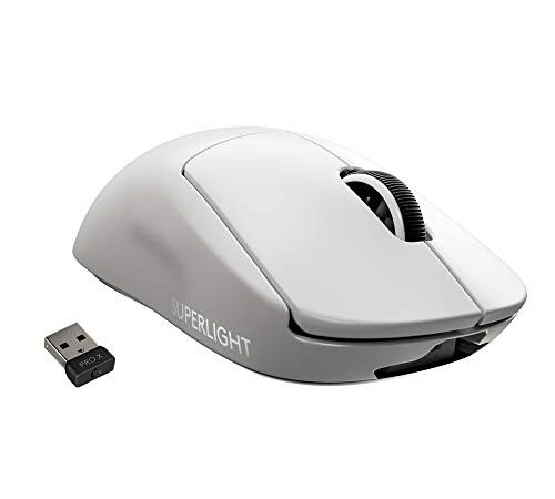 Logitech G PRO X SUPERLIGHT Wireless Gaming Mouse, Ultra-Lightweight, HERO 25K Sensor, 25,600 DPI, 5 Programmable Buttons, Long Battery Life, Compatible with PC / Mac - White