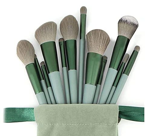 Makeup Brushes,Makeup Brush Set Premium Synthetic Foundation Brush Face Contour Brush Blending Face Powder Blush Concealers Brush Make up Brushes Set (13 Pcs green)