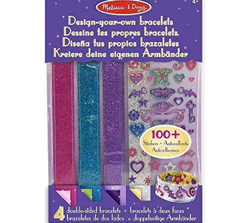 Melissa & Doug Design-Your-Own Bracelets With 100+ Sparkle Gem and Glitter Stickers | Kids Snap Bracelets, Kids Stickers, Jewelry Crafts For Kids Ages 4+