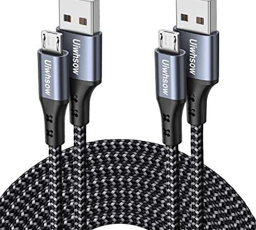 Micro USB Cable, 2Pack 3.3 6.6ft USB A to Micro Fast Charging Cable Braided Android Fast Charger Cord Compatible for Samsung Galaxy S7 S6 J7 Edge Note 5, Kindle, PS4 Controller, Xbox,LG,Moto E5 E6 etc