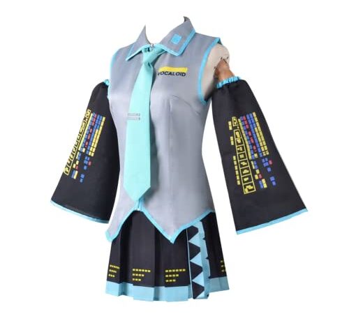 Miku Cosplay Costume with Socks Cosplay Costume Full Set (Miku Cosplay Costume, L)