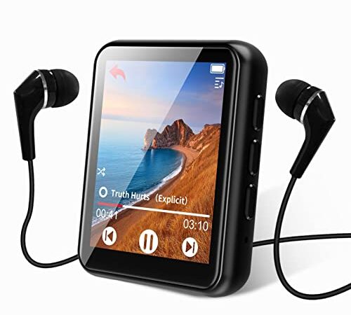 MP3 Player Bluetooth 5.0 Touch Screen Music Player Portable mp3 Player with Speakers high Fidelity Lossless Sound Quality mp3 FM Radio Recording e-Book 1.8 inch Screen MP3 Player Support (128GB)