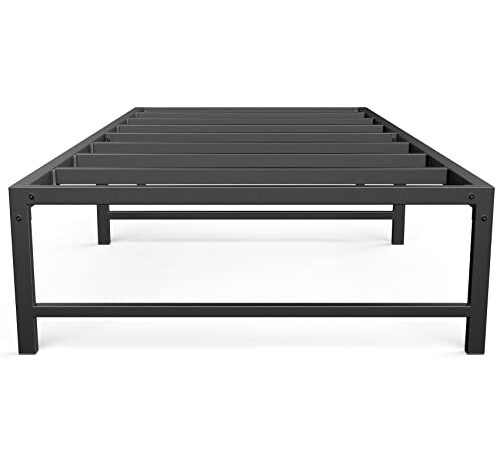 Mr IRONSTONE Twin Bed Frame, 14 Inch Platform Heavy Duty Steel Slats with Large Storage Space, Twin Size Bed Frame No Box Spring Needed, Easy Assembly, Noise-Free, Non-Slip, 1600lb Load-Bearing