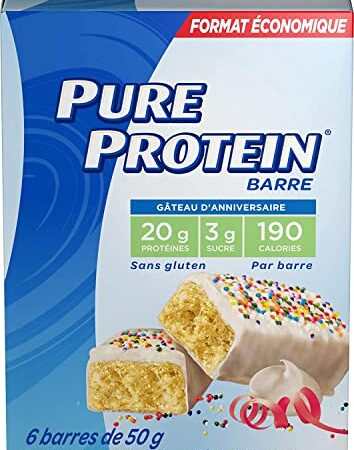 Pure Protein Bars, Gluten Free, Snack Bar, Birthday Cake, 50g/1.8oz., 6ct