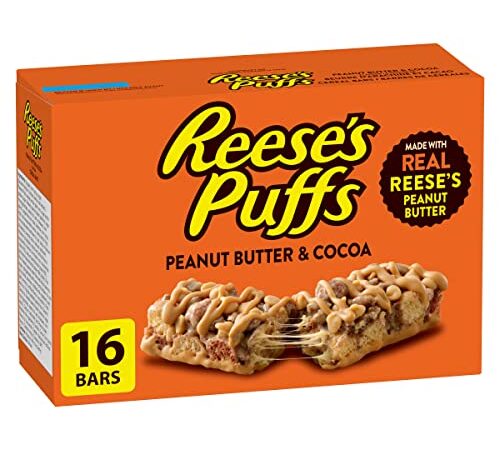 REESE PUFFS Peanut Butter & Cocoa Flavour Cereal Bars, 16 Count