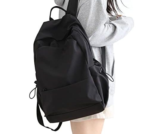 School Backpack for Women Men College High School Bag for Boys Girls Casual Daypack Laptop Backpack Waterproof Black Bookbag