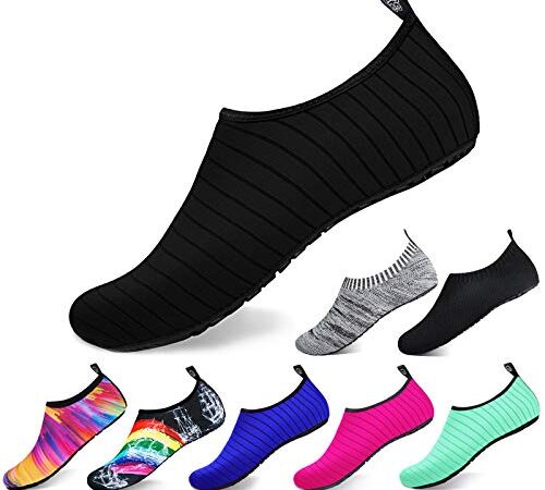 semai Water Shoes Quick-Dry Swimming Socks, Non-Slip Soft Beach Shoes Barefoot Water Sports Shoes Breathable Aqua Socks for Women Men Kids, Elastic Easy-fit Footwear for Beach Swimming Yoga Diving