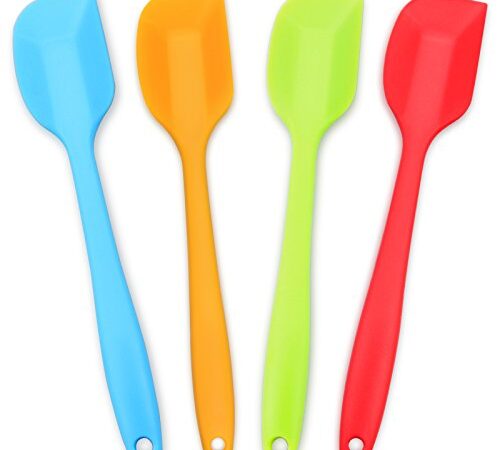 Silicone Spatula 4-Piece Set, Heat-Resistant Spatulas, Non-Stick Rubber Spatulas with Stainless Steel Core