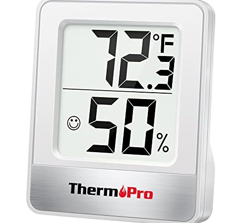 ThermoPro TP49W Hygrometer Indoor Thermometer with Large Digital View Humidity Meter with Temperature and Humidity Sensor Room Thermometer for Baby Humidity Monitor for Greenhouse Cellar Garage