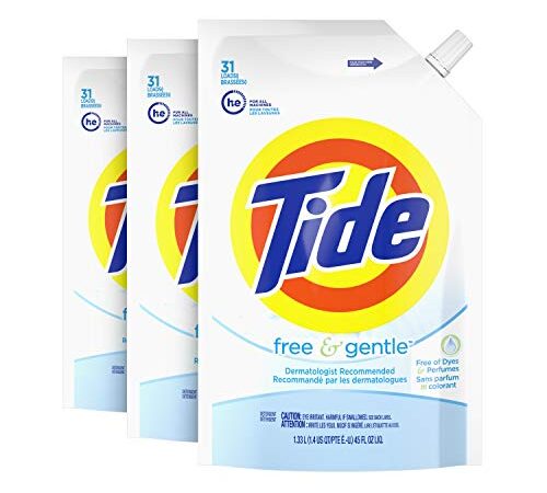 Tide Free & Gentle Liquid Laundry Detergent Smart Pouch, Pack of 3, 93 total loads