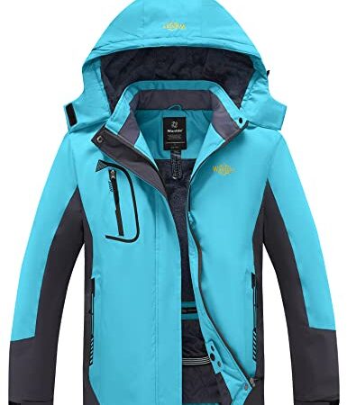 Wantdo Women's Winter Fleece Coat Waterproof Mountain Ski Jacket Blue,Large