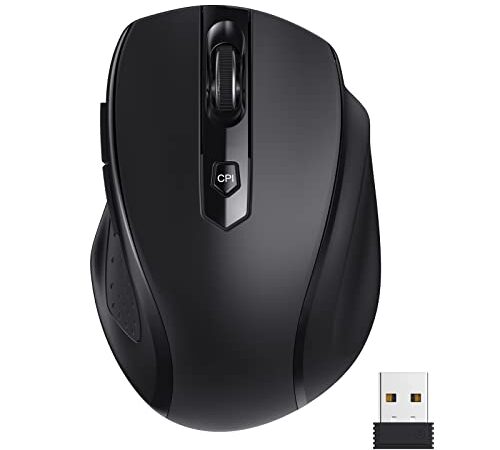 Wireless Mouse,Ergonomic Computer Mouse 2.4G with USB Receiver, 5 Adjustable DPI Levels PC Mouse,2400DPI USB mice for Laptop Chromebook Notebook MacBook Computer, Black