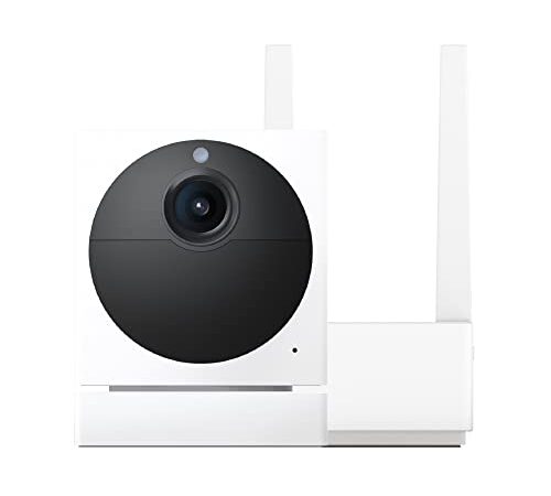 Wyze Cam Outdoor Starter Bundle v2 (Includes Base Station and 1 Camera), 1080p HD Indoor/Outdoor Wire-Free Smart Home Camera with Color Night Vision, 2-Way Audo, Works with Alexa & Google, White
