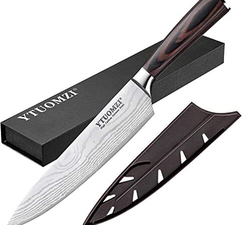 Ytuomzi Chef's Knife with Ergonomic Handle, Professional Forged 8 Inch Chef Knife, Ultra Sharp Kitchen Knife, High Carbon German Stainless Steel (8 inch Chef Knife)