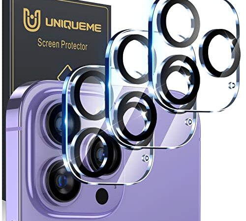 [3 Pack] UniqueMe Compatible with iPhone 14 Pro Max 6.7 inch/iPhone 14 Pro 6.1 inch Camera Lens Protector Tempered Glass,[Case Friendly][Scratch-Resistant][Easy Installation] - Black Circle