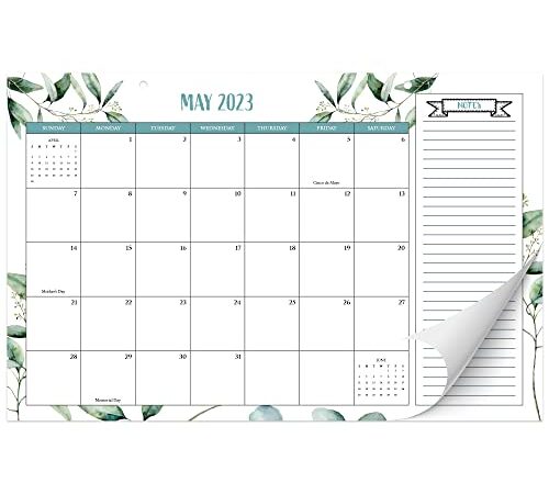 Aesthetic 2023 Greenery Desk Calendar - Runs Until July 2024-17"x11" Desktop/Wall Calendar for Easy Organizing