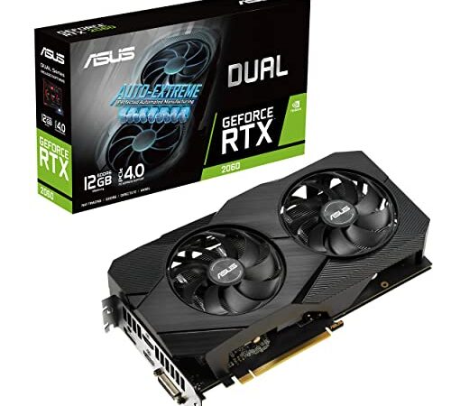 ASUS Dual GeForce RTX 2060 EVO Graphics Card (PCIe 3.0, 12GB GDDR6 Memory, HDMI, DisplayPort, DVI-D, Axial-tech Fan, 0dB Technology, Auto-Extreme)