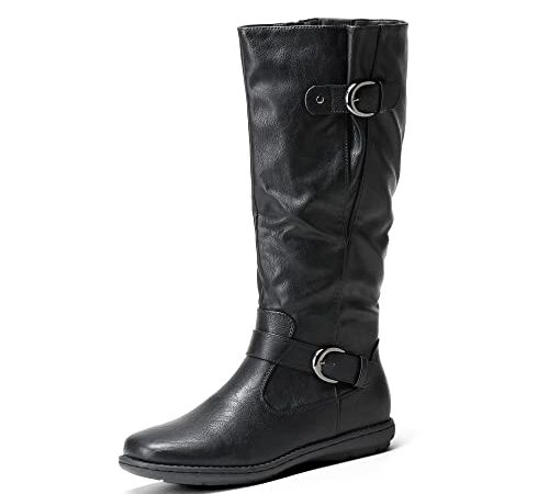 DREAM PAIRS Women's Summit Black Faux Fur-Lined Knee High Winter Boots Wide Calf Size 10 M US