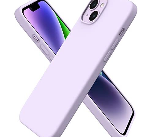 ORNARTO Compatible with iPhone 14 Plus Case 6.7, Slim Liquid Silicone 3 Layers Full Covered Soft Gel Rubber Case Protective Cover 6.7 inch-Pastel Lilac