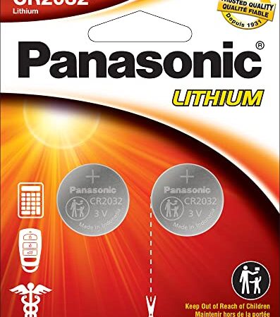 Panasonic CR2032 3.0 Volt Lithium Coin Cell Batteries – 2 Pack
