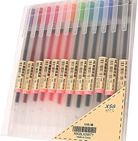 Premium Gel Ink Ball Point Pen [0.5mm] for Office School Stationery Supply (12PCS Colorful)